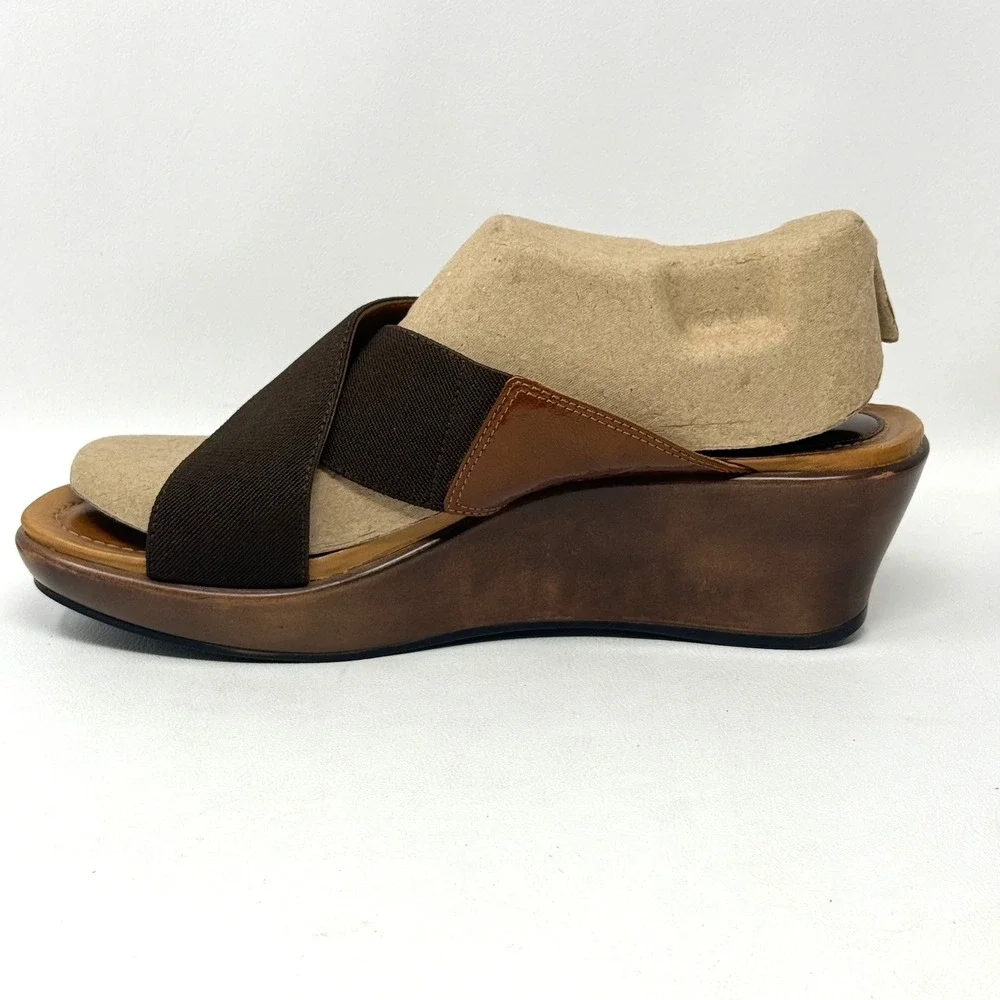 Dansko Ava Criss Cross Straps Slide Wedge Dark Brown 40 9.5 Preppy Tailored Chic